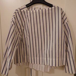 Blue and white striped blouse
